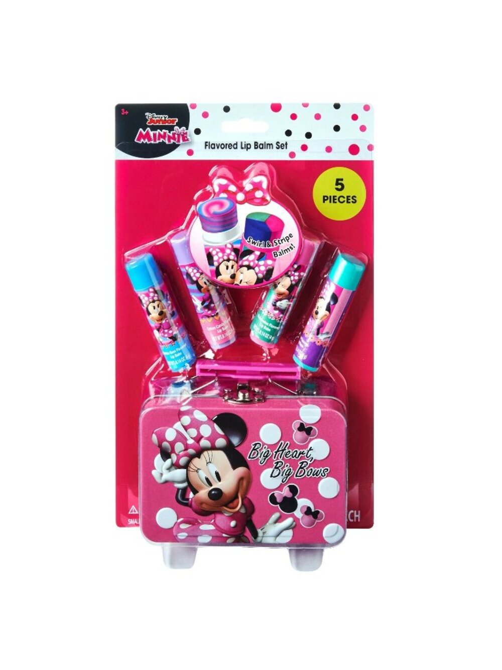 Disney Minnie Mouse 5 piece Flavored Swirl Lip Balm Set W Tin NEW/SEALED